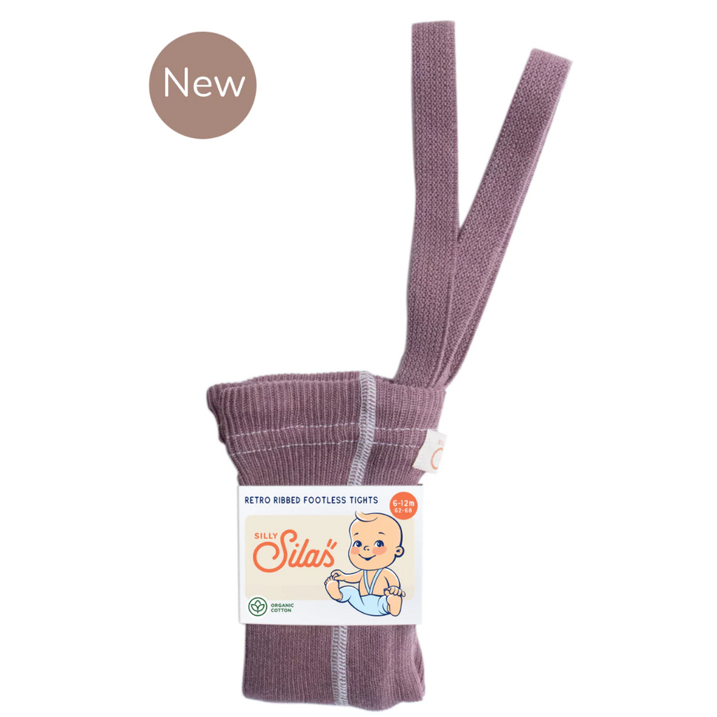 US stockist of Silly Silas' footless cotton tights in Acai Smoothie