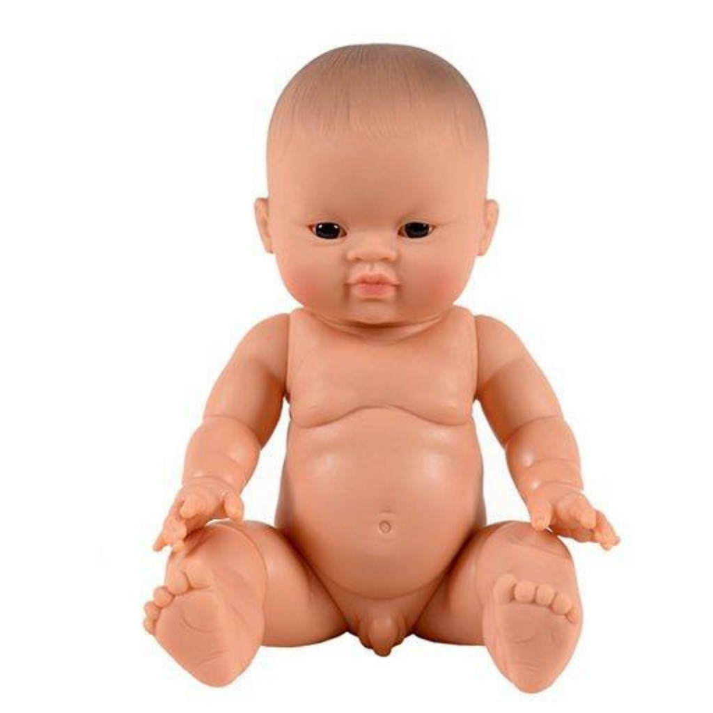 US stockist of Minikane's "Asian" baby boy doll.  Measures 13" in height and has moveable limbs.  Anatomically correct, with tan skin and dark eyes