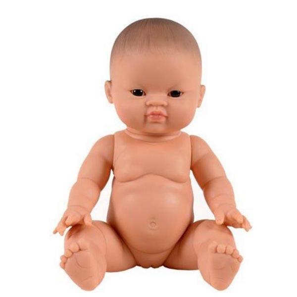 US stockist of Minikane's "Asian" baby girl doll.  Measures 13" in height and has moveable limbs.  Anatomically correct, with tan skin and dark eyes