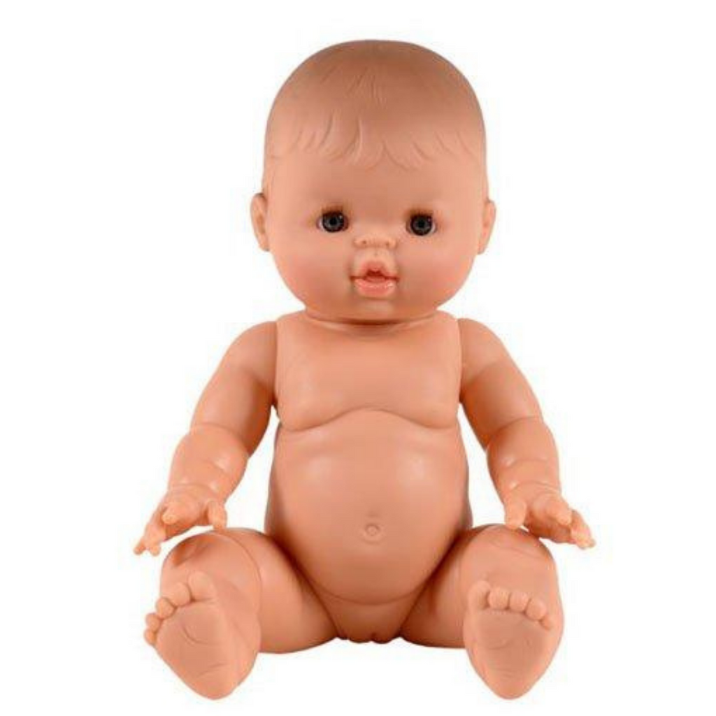 US stockist of Minikane's "European" baby girl doll.  Measures 13" in height and has moveable limbs.  Anatomically correct, with white skin and blue eyes