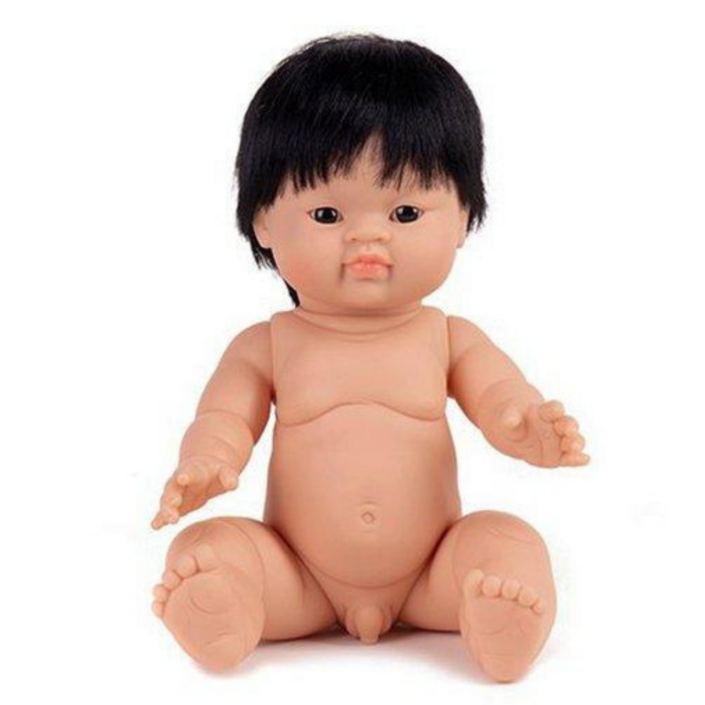 US stockist of Minikane's "Jude" boy doll.  Measures 13" in height and has moveable limbs.  Anatomically correct and features straight black hair, light skin and brown eyes.