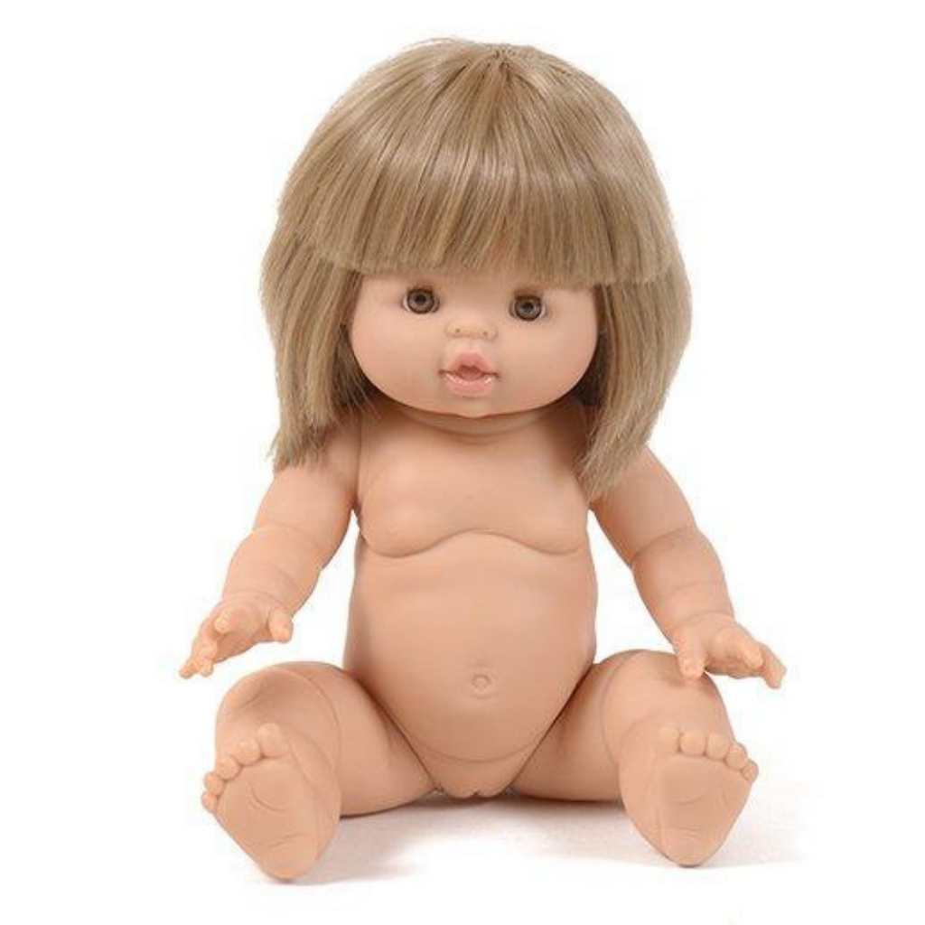 US stockist of Minikane's "Zoe" girl doll.  Measures 13" in height and has moveable limbs.  Anatomically correct and features straight blonde hair, white skin and brown eyes.