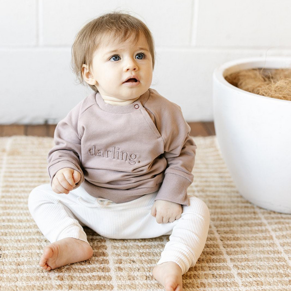 US stockist of Two Darling's cotton "Darling" sweatshirt in mauve.