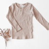US stockist of Karibou Kids gender neutral, fawn Willow ribbed long sleeve top