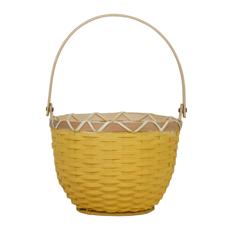 US stockist of Olli Ella's handmade bamboo Small Blossom Basket in Mustard