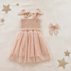 US stockist of India & Grace's cotton/linen shirred tutu dress in Champagne