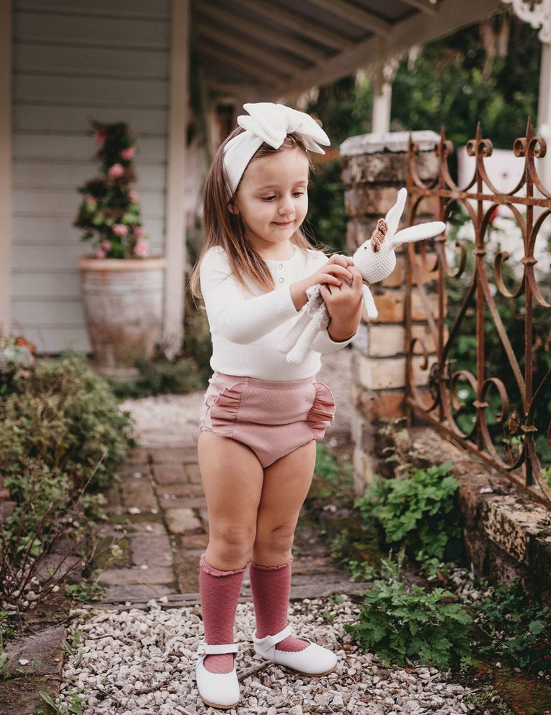 US stockist of Karibou Kids gender neutral, warm white Willow ribbed long sleeve top