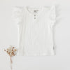 US stockist of Karibou Kids Keira Flutter Sleeve Waffle top in whipped cream.  Made from a soft cotton and spandex blend.
