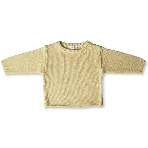 US stockist of Grown Clothing's gender neutral, linen blend beach sweater in Lemon.