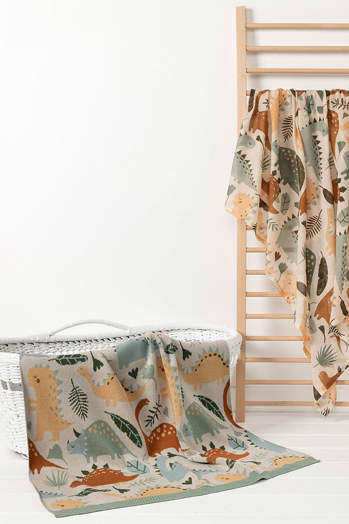 US stockist of Indus Design's heirloom quality, dinosaur blanket.  Made from cotton.