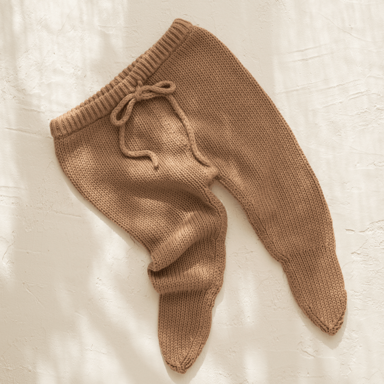 US stockist of Illoura the Label's gender neutral, organic cotton Poet pants in Chocolate.