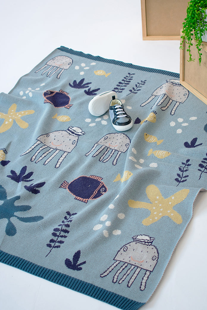 Indus Design USA Under the Sea Blue Blanket – The Little Kiwi Co