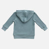 US stockist of Miann & Co's gender neutral slate baby waffle hooded sweatshirt.  Made from 100% waffle cotton.