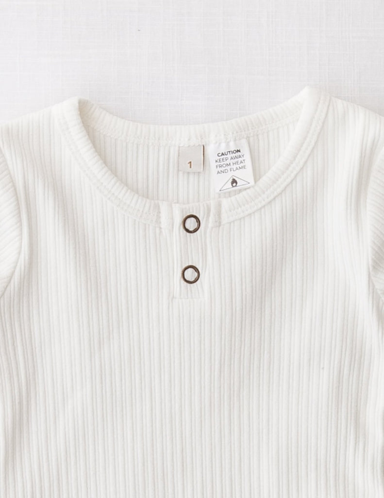 US stockist of Karibou Kids gender neutral, warm white Willow ribbed long sleeve top